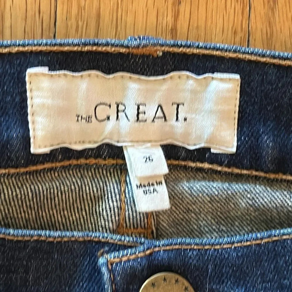 The Great sz 26 The Low Rise Nerd Crop 15” waist 9” rise 25” inseam dark wash - Picture 3 of 7